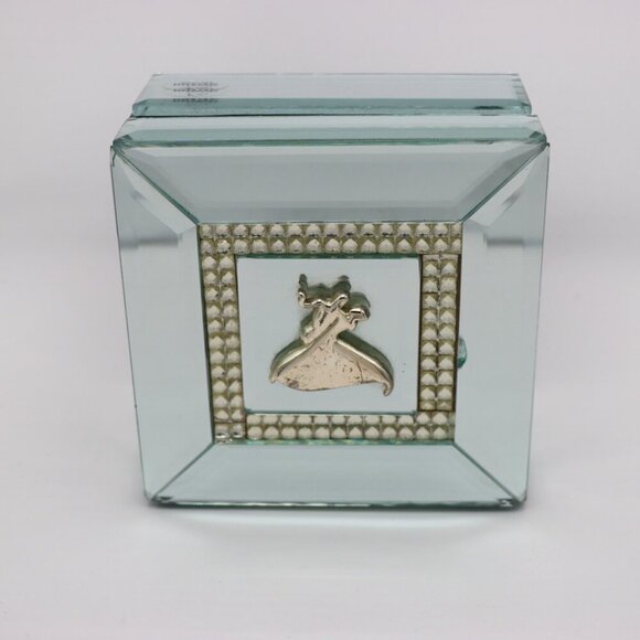 Sheridan jewelry box, delicate mirror glass decorative box with dancing figures - Picture 1 of 6